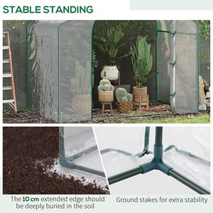 Serra da Giardino 6x3x6 con Telo in PVC e Telaio in Acciaio, Porta con Cerniera e Ventilazione Superiore - Product Image 6