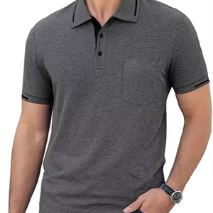 Chemises polo rayées de qualité supérieure pour hommes, manches courtes, tissu confortable, chemises polo OEM, design personnalisé, vêtements en gros - Product Image 1