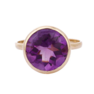 18K <b>Gold</b> Oval Amethyst Prong Setting <b>Cocktail</b> <b>Ring</b> for Women - Product Image 1