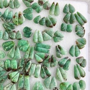 พลอยคริสโซเพรสสีเขียวธรรมชาติคู่เหมือนกันสำหรับทำต่างหู ขนาด 11x11x5 มม. 28x10x5 มม. น้ำหนักรวม 18 กะรัต พลอยหลวมสำหรับทำเครื่องประดับ - Product Image 2