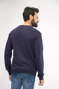 Sudadera Unisex Azul Marino con Cuello Redondo, Corte Holgado, Estampado Paisley, Forro Polar de Poliéster, Transpirable, Tejido de Punto, Ropa Casual de Otoño - Product Image 3