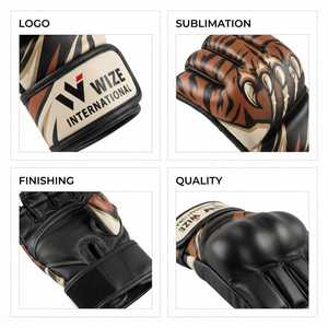 ถุงมือ MMA WIZE INTERNATIONAL แบบครึ่งนิ้ว หนัง PU ปิดด้วยเวลโคร ลายเสือ สำหรับทุกเพศ ถุงมือศิลปะการต่อสู้ ถุงมือ MMA - Product Image 5