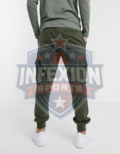 Pantalones Cargo Verde Oliva para Hombre con Bolsillos Laterales, Cintura Elástica, Casuales, de Peso Medio, Transpirables, de Algodón y Fibra de Bambú, Estilo Otoñal - Product Image 3