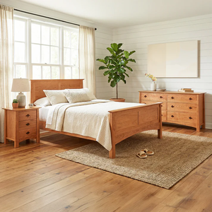 Wholesale Traditional Wooden <b>Double</b> <b>Bed</b> with Footboard | Custom Acacia Wood Hotel Furniture Sets - Product Image 4