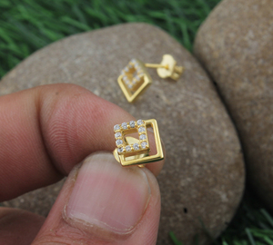 Gold Plated 925 Sterling <b>Silver</b> CZ <b>Stud</b> Earrings Minimalist Tiny Cubic Zirconia Earrings Small Gold <b>Studs</b> Wholesale for Reta - Product Image 2