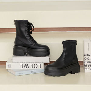 Botas de Combate con Plataforma de 7.5cm para Mujer, Marca Ann'S, con Cierre, Suela Gruesa, Tacón Robusto, Forro Acolchado en el Talón, de Cuero Genuino, Resistentes al Agua - Product Image 2