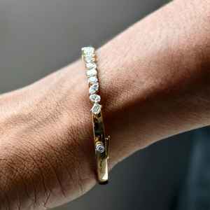 Lab Grown Diamond <b>Bangle</b> Bracelet 14k <b>Solid</b> <b>Gold</b> Multi Shapes Cut Diamond Bracelet For Unisex Jewelry Promise Gift For Partner - Product Image 6