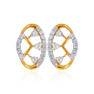 Boucles d'oreilles en or jaune avec diamants ronds taille brillant, bijoux de mariage classiques pour femmes, diamants de laboratoire couleur H - Product Image 1