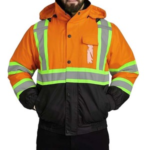 Reflective <b>Safety</b> Jacket L Size Class 3 Waterproof Polyester Winter Coat High Visibility Yellow Black <b>Roadway</b> Use - Product Image 2
