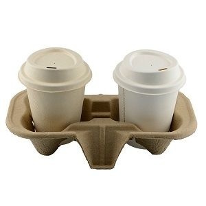 Plateau de transport à paroi simple en pâte à papier recyclée robuste pour café, porte-gobelets double, pour livraison en café, restauration et service alimentaire moderne - Product Image 2