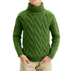 Suéter de punto de algodón para niños, suéter de cuello alto con trenzas, jersey grueso de manga larga para invierno - Product Image 1