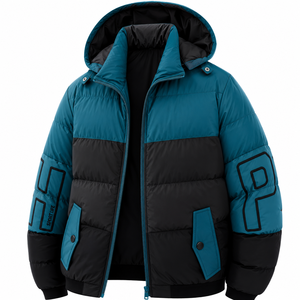 QUBA FASHION 2026 Nouvelle Collection – Doudoune Homme Personnalisée en Toile Color Block Coupe-Vent Écologique Rembourrée à Capuche Grande Taille pour l'Hiver - Product Image 2