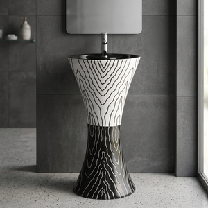 Modern Luxurious European Design Pedestal Wash Basin Set Vistaar Ceramic Sanitary Ware Water Mixers - Product Image 4