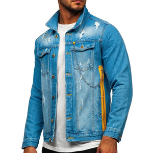 Fall High-End High Street Denim Jacket <b>Men</b> Stand Collar Front Logo Baggy Multi-Pocket Breathable Waterproof Windproof Casual - Product Image 4