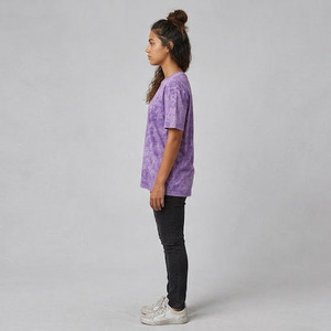 Women Acid Wash Vintage Style Short Sleeve Casual Loose Fit Cotton T-Shirt Ladies Streetwear Crew Neck Baggy Acid Wash T Shirt - Product Image 3