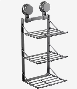 Wall Mounted Stainless Steel 3 Tier Bathroom <b>Kitchen</b> <b>Storage</b> <b>Rack</b> with Strong Suction Cups for Home Organizer - Product Image 1