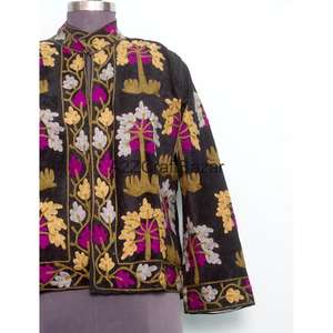 Chaqueta Cotrise Bordada a Mano con Cuello Mandarín, Diseño Vintage, Ecológica, Transpirable, de Secado Rápido, Forrada de Algodón - Product Image 2