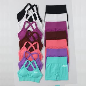 Soutien-gorge de sport sans coutures pour femme, dos nageur, col ras du cou, maintien moyen, pour yoga et fitness, couleur unie, respirant, séchage rapide, anti-transpiration - Product Image 1