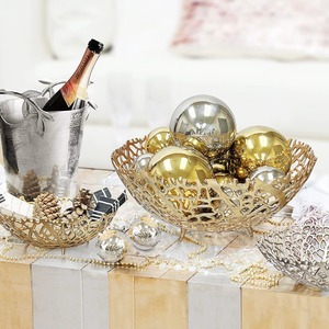 Juego de Cuencos Decorativos de Metal de Tendencia Industrial, Diseño Tallado Moderno en Tono Plateado y Dorado para Decoración del Hogar y Regalos - Product Image 6