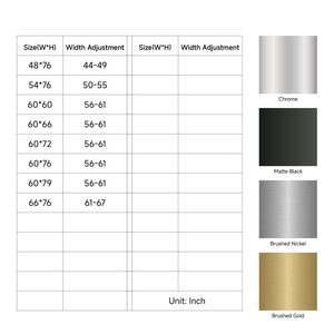 ประตูห้องอาบน้ำแบบเลื่อนคู่ไร้กรอบขนาด60*76 3/8 "(10มม.) ประเภทสินค้าพรีเมี่ยมทำจากสแตนเลสกระจกนิรภัยของ SGCC - Product Image 3