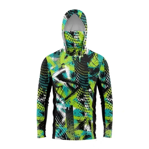 Hoodie de pêche intégral 100% polyester imperméable et respirant, design sublimé, manches longues, UPF35, séchage rapide, pull-over - Product Image 5