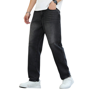 Mens Breathable Mid Washed Black Wide Leg Denim <b>Jeans</b> Relaxed Cotton Casual <b>Winter</b> Solid Fashion Everyday Wear Premium Quality - Product Image 4