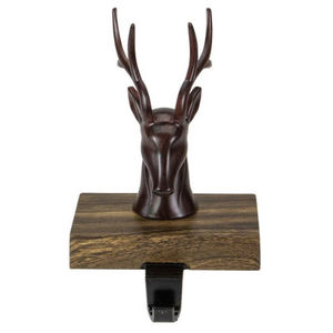 Stylish Deer Design Hanging <b>Stocking</b> <b>Holder</b> Black Powder Coated Brown Base Ideal Festive Party Essential for Holidays - Product Image 1