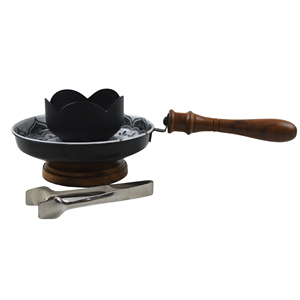 Quemador de Bakhoor de Acero Metálico Impreso con Mango de Madera, Patrón Azul, Soporte para Incienso Árabe y Carbón, Fragancia para el Hogar, Tendencia en Quemadores - Product Image 3