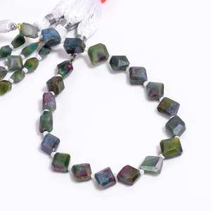 Top Quality Ruby Zoisite Faceted Nugget Tumble Shape Gemstone <b>Beads</b> Strand 8x8mm Loose <b>Stone</b> <b>Beads</b> For Jewelry Making Wholesale - Product Image 5