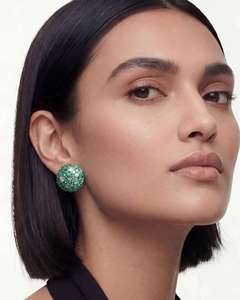 Green Round Cut <b>Moissanite</b> Diamond Cluster Stud <b>Earrings</b> 10K 14K 18K Gold 925 935 Sterling Silver Fine Jewelry - Product Image 2
