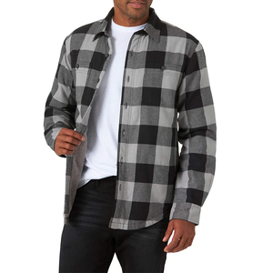 Chemises en flanelle à carreaux pour hommes, doublées de polaire en coton chaud, avec logo personnalisé Sherpa - Product Image 2