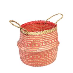 Cesta de Almacenamiento de Ratán Tejida a Mano con Asas Dobles, Patrón de Algodón Natural, Organizador Ecológico para Decoración del Hogar y Almacenamiento en Guardería - Product Image 1