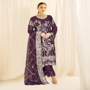Venta de Eid, vestidos de trabajo bordados pesados indios y paquistaníes, Saari de tres piezas Salwar Kameez pakistaní e indio para mujer - Product Image 6