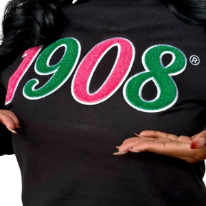 Sudadera Verde Rosa 1908 de Chenilla Negra para Mujer, Manga Larga, Cuello Redondo, Felpa, Casual, con Gráfico Bordado, a la Moda - Product Image 3