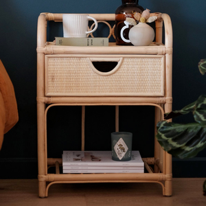 Wholesale Rattan Bedside Table Lamp Bohemian Vibes <b>Night</b> <b>Stand</b> Bedside Table Made from Vietnamese Artisans - Product Image 5