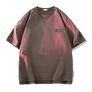 เสื้อยืดคอกลมแขนสั้นทรงโอเวอร์ไซส์สำหรับผู้ชาย ผ้าเจอร์ซีย์สีพื้น ระบายอากาศได้ดี ดีไซน์ลำลอง พิมพ์ลายโลโก้ด้านหน้า - Product Image 5