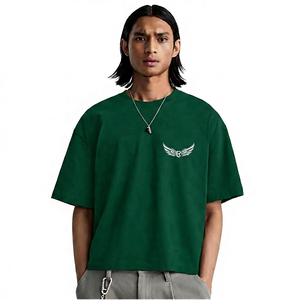 T-shirt en coton noir à coupe classique pour homme, manches courtes, style streetwear décontracté avec motif, écologique, respirant, 100% coton - Product Image 2