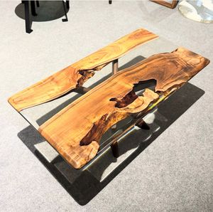 Live Edge <b>Walnut</b> Wood Resin Dining <b>Table</b> Rectangle Wooden Restaurant Kitchen <b>Table</b> Modern Decorative Trays Wood Handicraft - Product Image 1