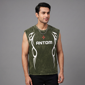 Custom Men's Plus Size Cotton Tank Tops Summer Sweat <b>Vest</b> Knitted Casual <b>Stringer</b> Tank Top for Men - Product Image 3