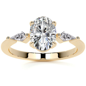 Anillo de Compromiso de Oro Rosa Sólido de 14K con Diamante Cultivado en Laboratorio de Corte Ovalado en Forma de Cometa, 3 Piedras, Certificado IGI, para Mujer, Boda, Compromiso - Product Image 3
