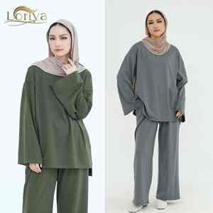 Abaya décontractée à manches plissées pour femmes musulmanes, style Dubaï, robe longue maxi islamique modeste, séchage rapide, légère et respirante - Product Image 5