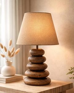 Lámpara de Mesa Nórdica de Madera con Pantalla de Tela, Luz de Escritorio para Dormitorio, Decoración Interior para Sala de Estar y Recámara - Product Image 1