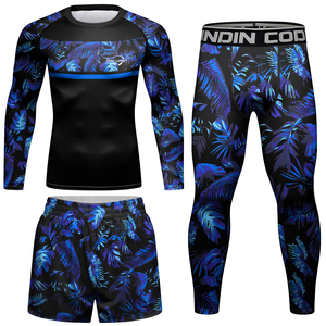Ensemble Rash Guard Personnalisé en Usine, T-shirt de Compression, Survêtement de Sport et Fitness à Séchage Rapide pour Hommes - Product Image 6