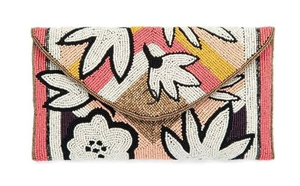 Luxury beaded Needlework clutch bag with elegant metallic <b>frame</b> Artisan crafted beaded clutch bag for statement fashion - Product Image 2