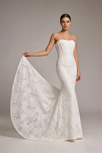 فستان زفاف حورية البحر بدون حمالات من الدانتيل، فاخر وعصري، تصميم فريد وريترو، عالي الجودة، فستان استقبال للعروس، فساتين حفلات - Product Image 4