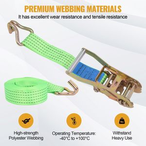 Paquete de 10 Correas de Amarre Resistentes con Ganchos E-Track de 2" x 26 Pies, Capacidad de Carga de 3307 Libras para Camiones de Carga - Product Image 3