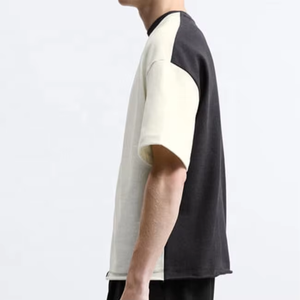 เสื้อยืดผู้ชายคุณภาพสูง ผ้าฝ้าย 100% แบบสั่งทำพิเศษ ไซส์ใหญ่พิเศษ สองสีเข้าชุด ทรงหลวม ออกแบบสำหรับออกกำลังกาย แขนครึ่งตัว - Product Image 4