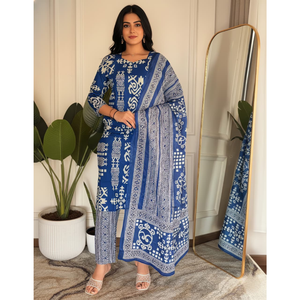 Conjunto de 3 Piezas para Mujer, Ropa Tradicional India de Algodón, Ropa de Fiesta, Lavable, para Todas las Temporadas, Estilo Laxmi, Calidad de Exportación - Product Image 3