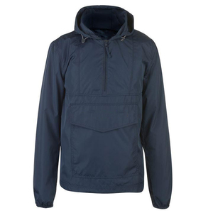 Veste coupe-vent à capuche bleu marine pour homme, fermeture éclair quart de tour, vêtement d'extérieur décontracté avec poches, idéale pour l'automne - Product Image 1