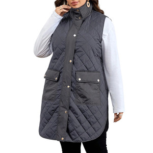 Chaleco acolchado cálido de invierno más vendido para mujer, con cremallera y botones, estilo casual, sin mangas. - Product Image 1